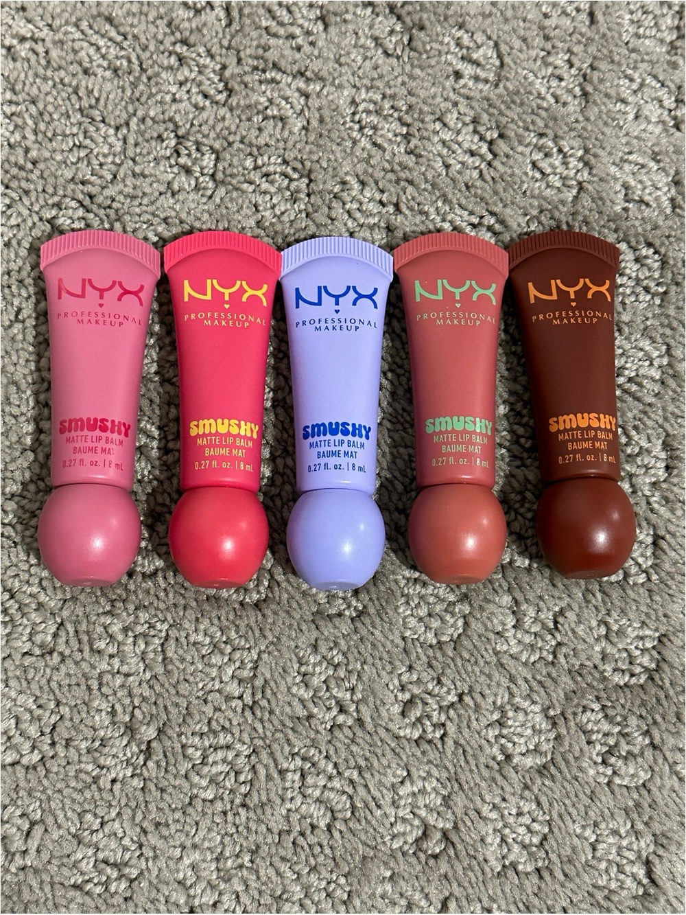 BRAND NEW NYX Makeup Smushy Matte Lip Balm Bundle – 5 Full Size Lip Balms
